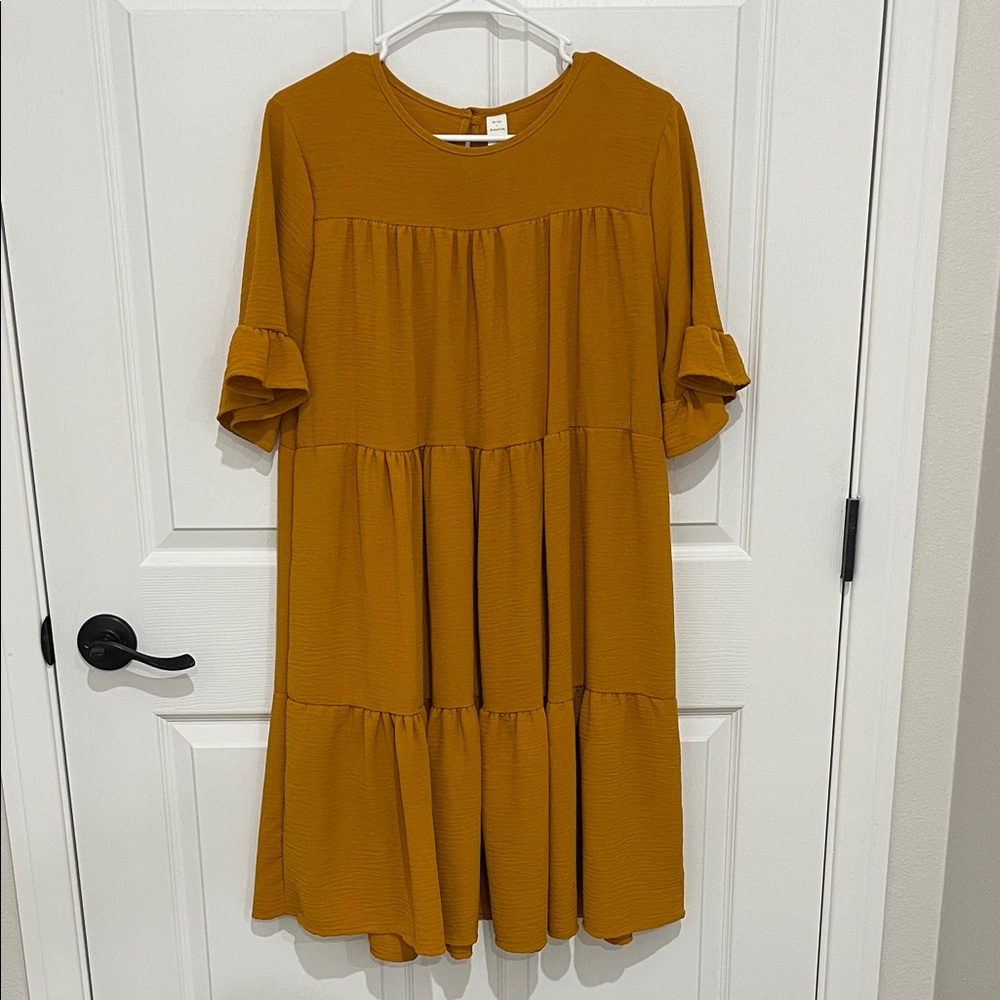 DownEast Mustard Midi Dress